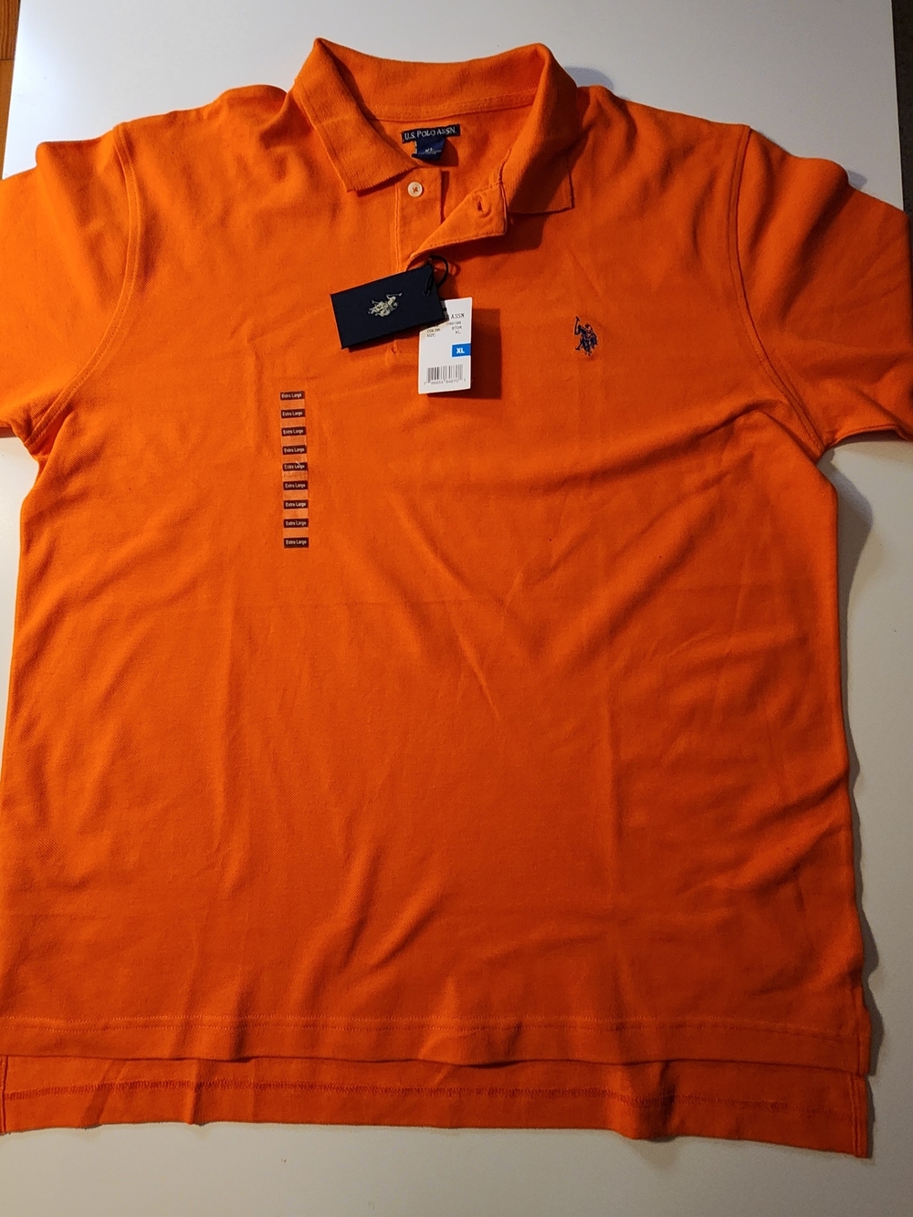 U.S. Polo Assn. Orange Polo with Navy Logo - Picture 3 of 4